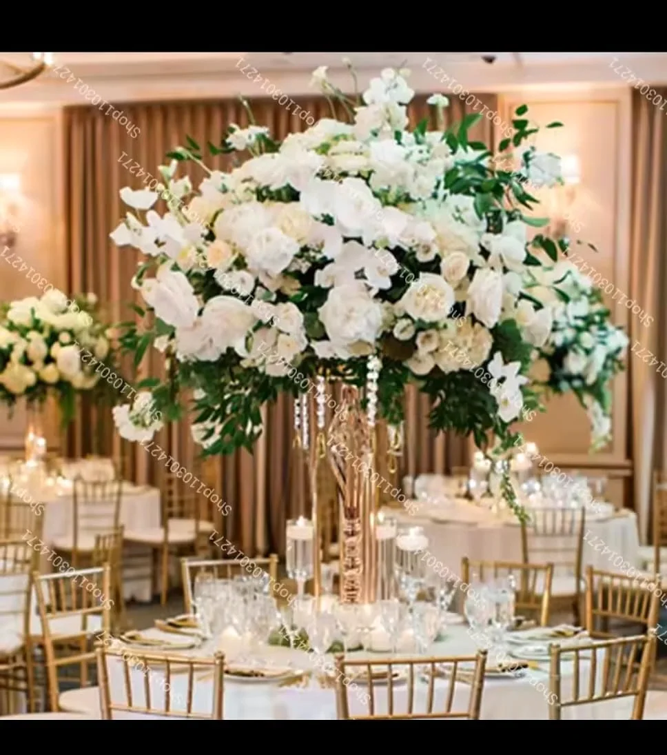 Tall white floral centerpiece and event table decor
